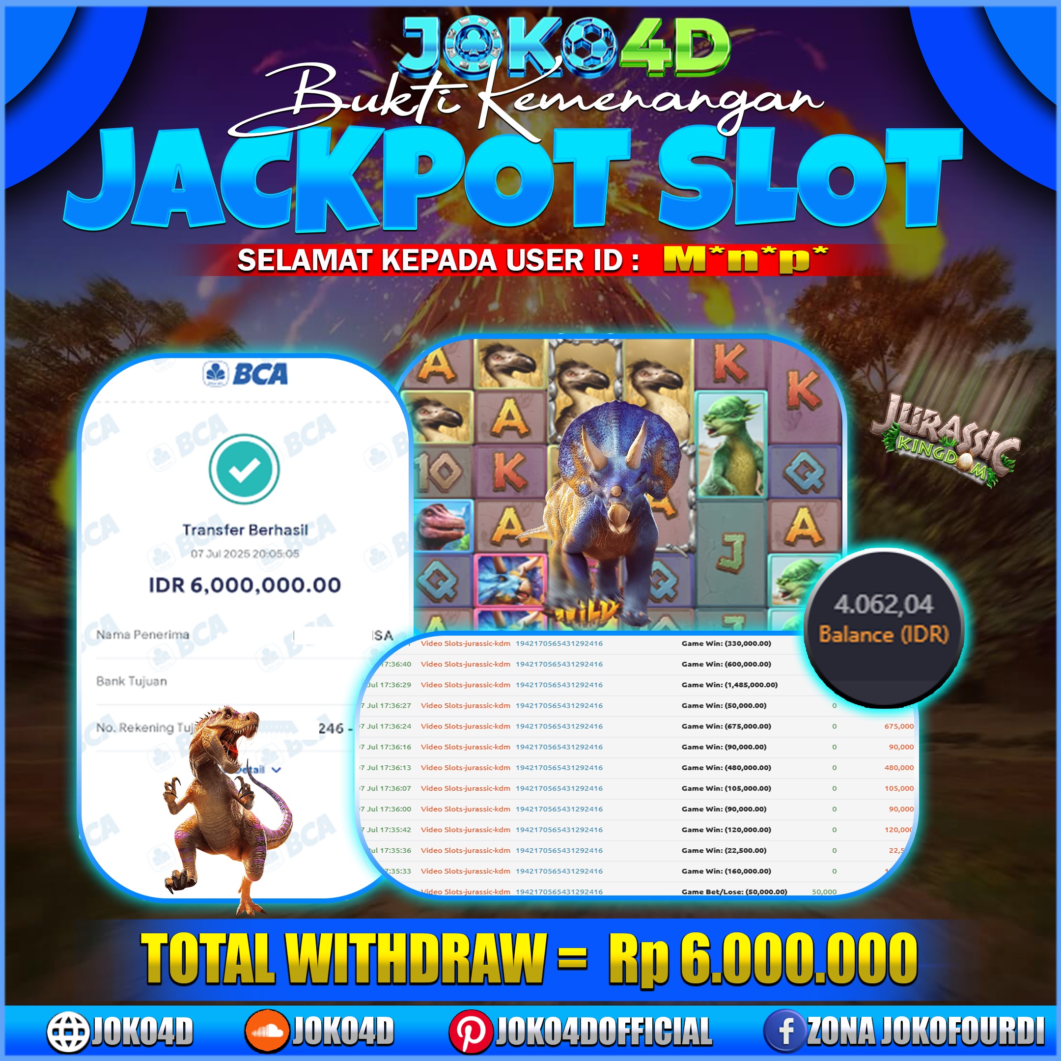 BUKTI KEMENANGAN SLOT GACOR JOKO4D PG SOFT RATTNG KEMENANGAN SANGAT BESAR 07 JUNI 2025