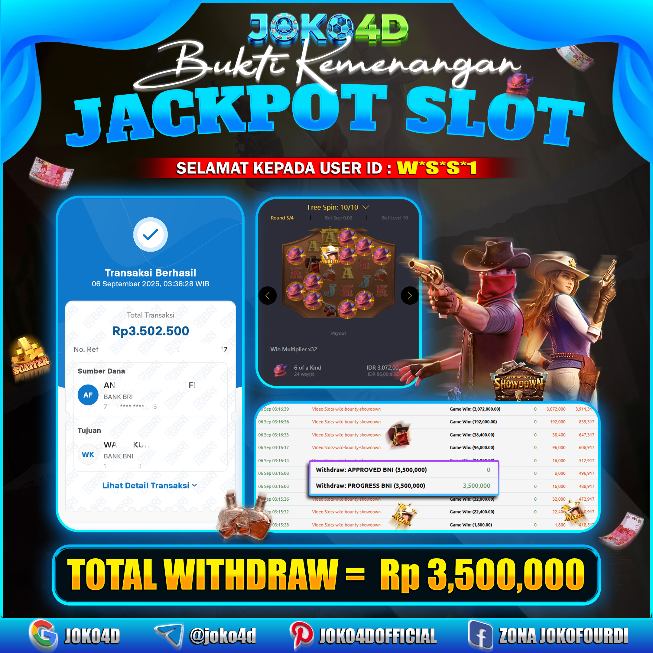BUKTI KEMENANGAN SLOT GACOR JOKO4D COMBO WILD BOUNTY SHOWDWN  PENINGKATAN KEMENANGAN BESAR BRAYY  06 SEPTEMBER 2025