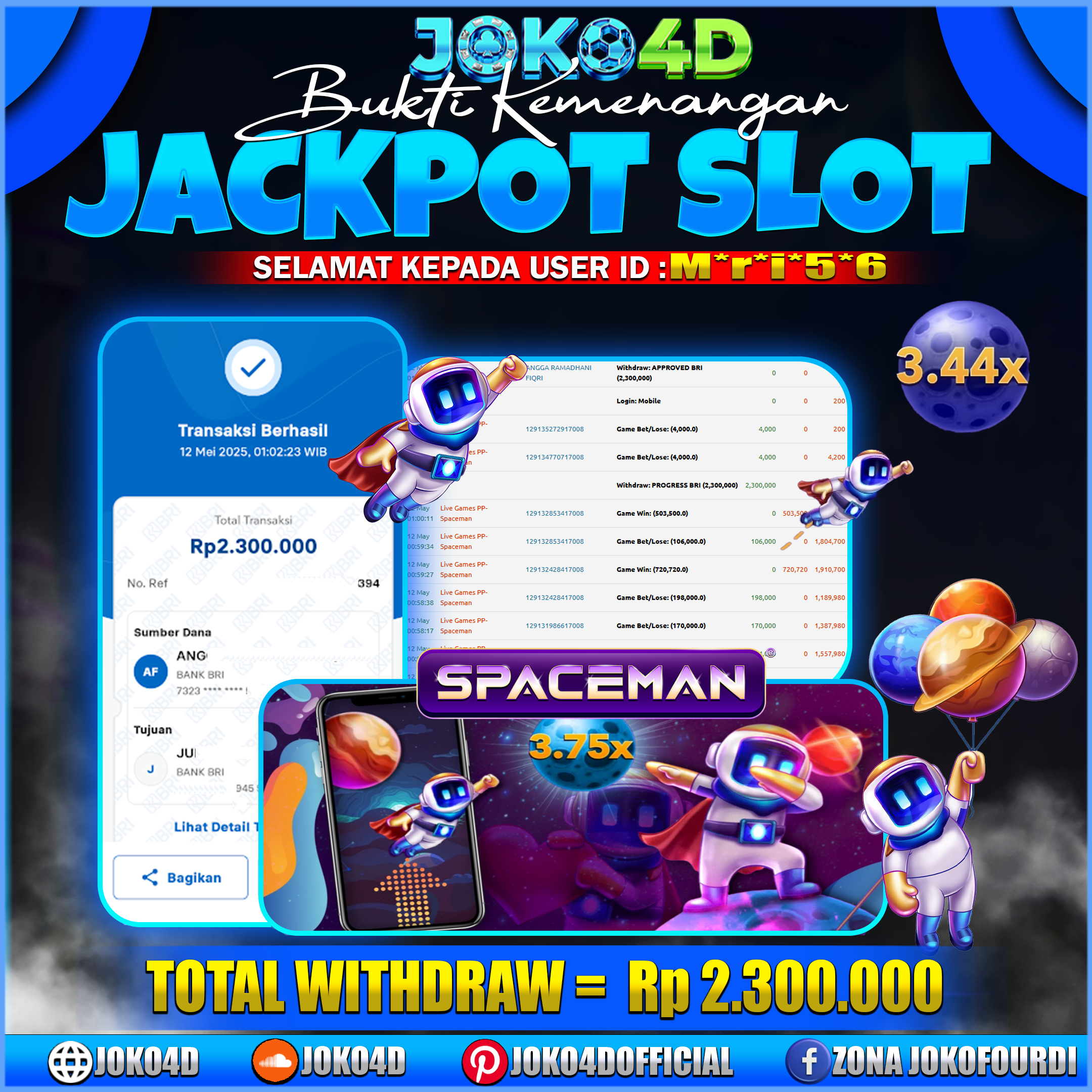 BUKTI JACKPOT SLOT JOKO4D SPACEMAN RATTING KEMENANGN TERTINGGI AMARAH MELEDAK JEPE PAUS 12 MEI 2025