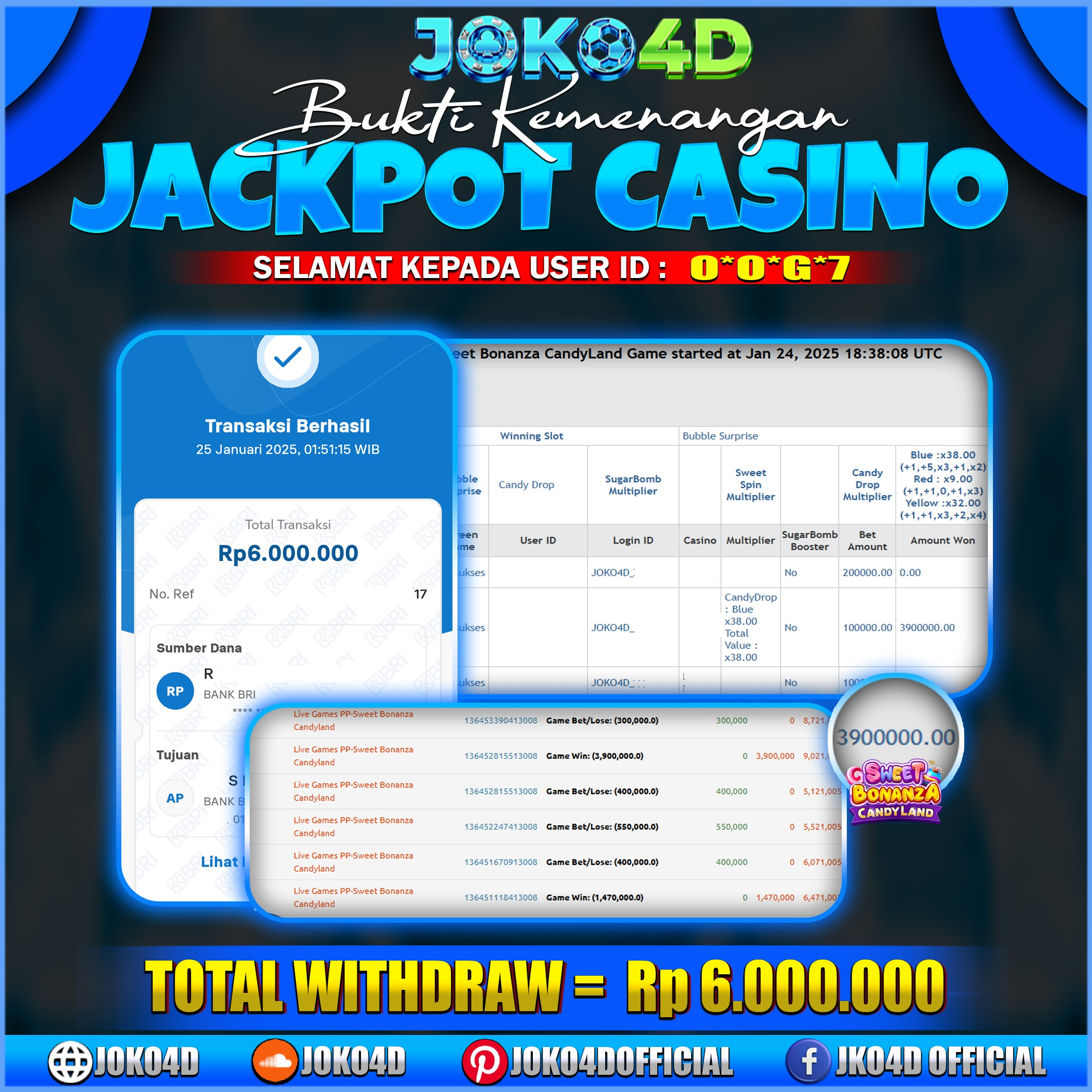 BUKTI JACKPOT SLOT JOKO4D SITUS CUAN ANTI RUNGKAD 25 JANUARY 2025