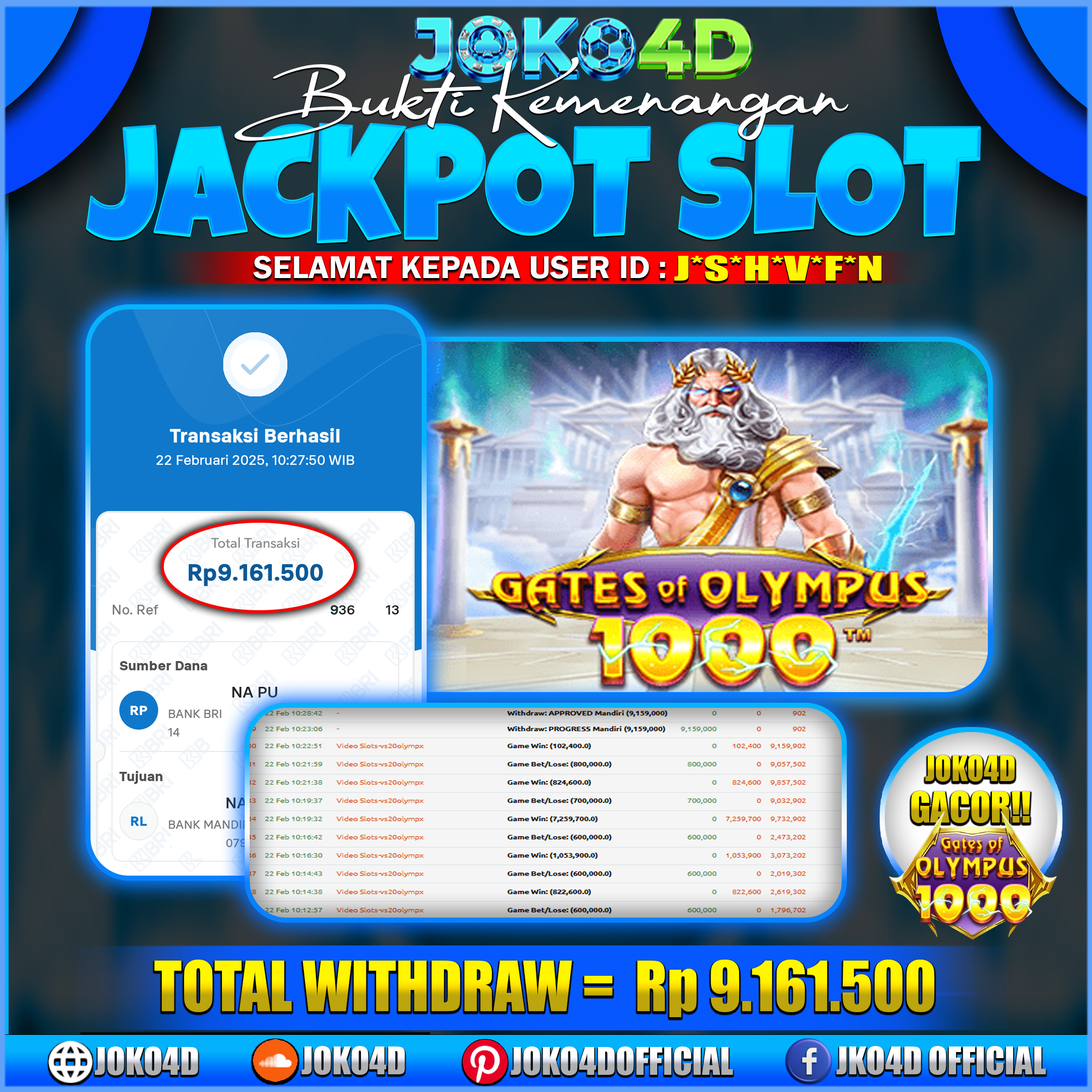 BUKTI KEMENANGAN SLOT GACOR JOKO4D KAKEK MARAH BERI KEMENANGAN 22 FEBRUARI 2025